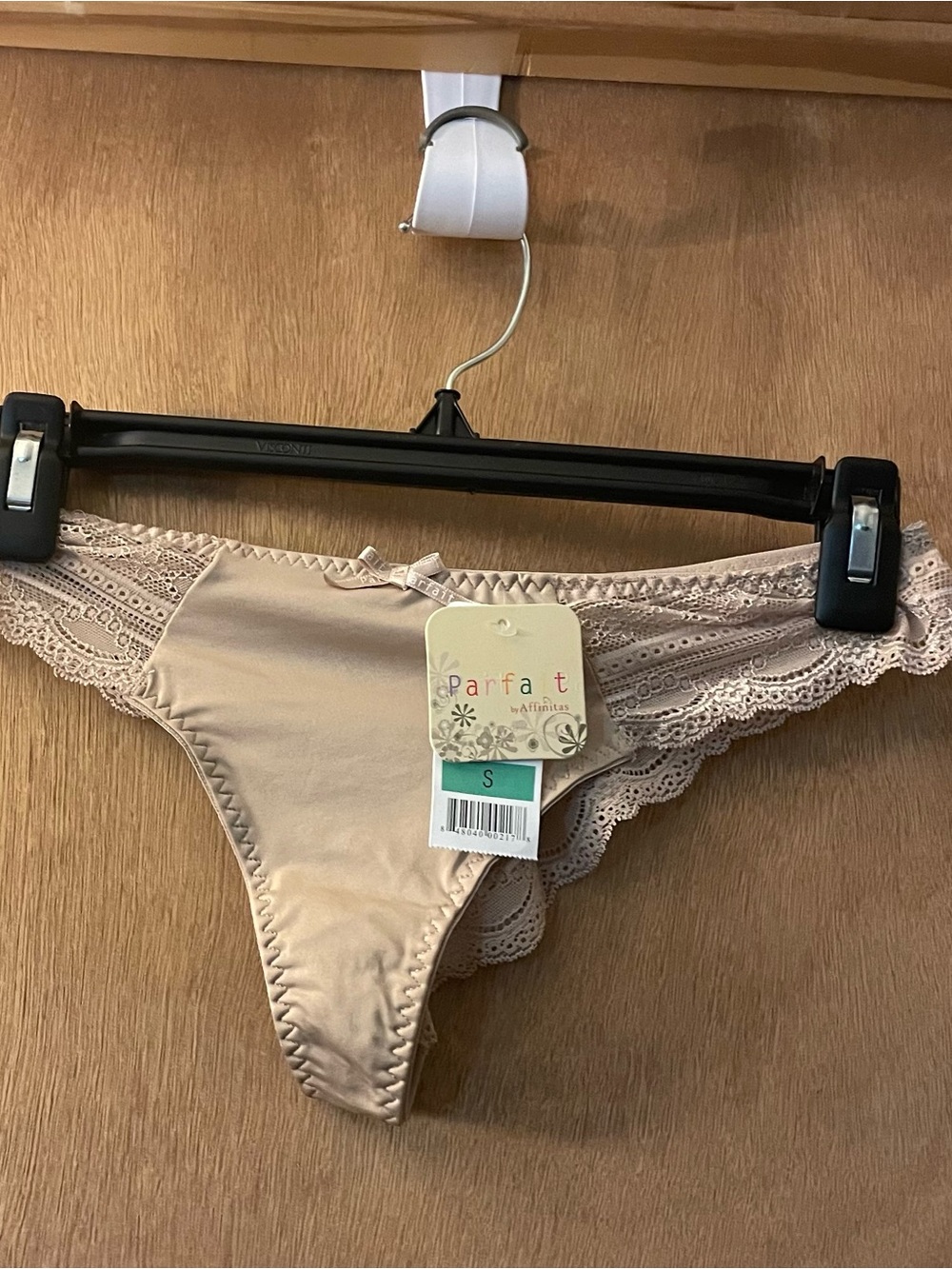 Nude Lace-Trim Thongs